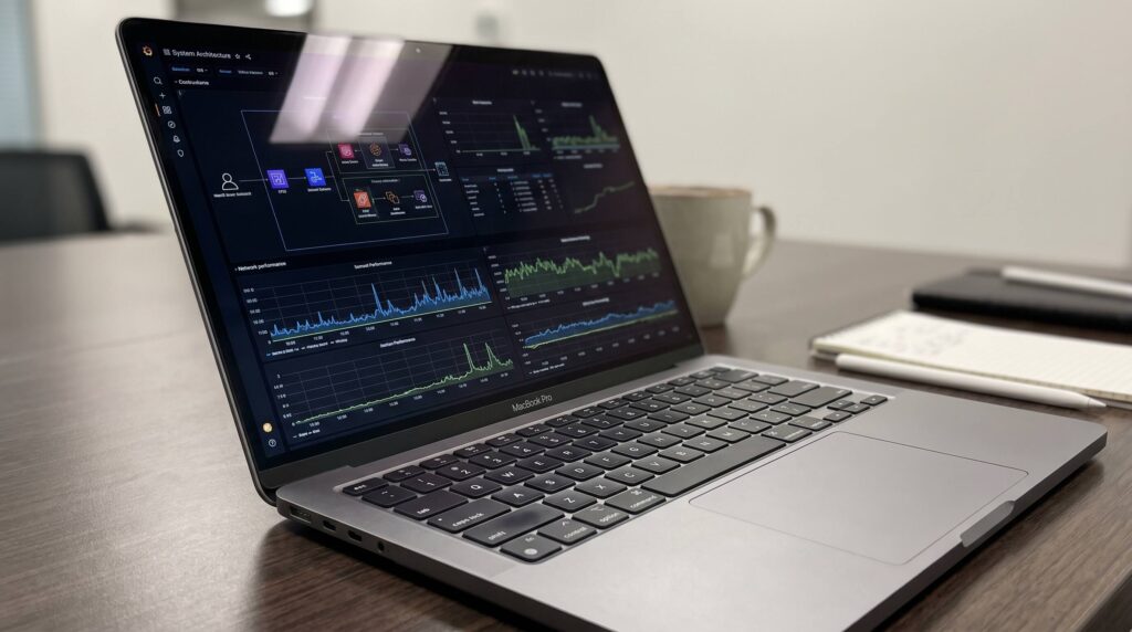 Diagnostic réseau en cours sur un ordinateur pour une installation réseau domotique sécurisé.