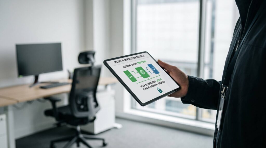 Configuration et segmentation de réseau virtuel VLAN pour installation réseau domotique sécurisé.